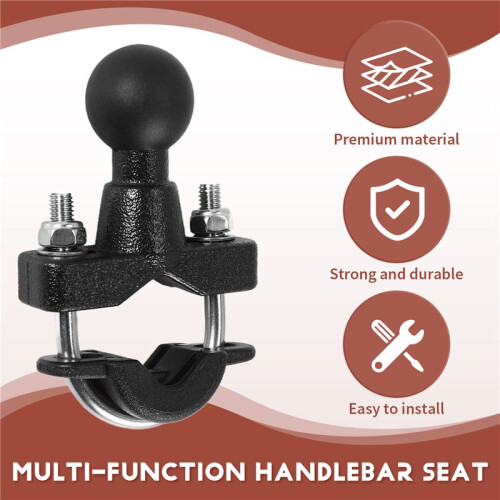 Motorcycle Handle Bar Rail Mount 37mm Width U-Bolt Mounting Base with 1 Inch  for  GPS Work for 1