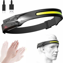 Lampe frontale - COB XPE USB - Capteur intelligent - Rechargeable 1200 mAh - IPX4 350 lm 230