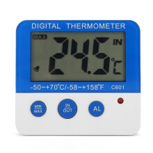 Thermomètre électronique intérieur/extérieur - Grand écran LCD - Alarme de température haute/basse