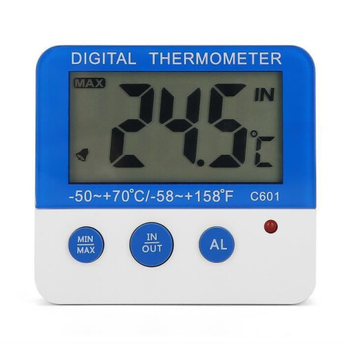 Indoor/Outdoor Electronic Thermometer - Large LCD Screen - High/Low Temperature Alarm