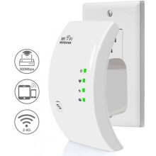 WiFi-repeater/versterker, 300 Mbps WiFi, bereik tot 200 m², wit