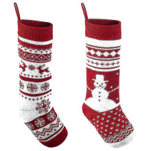 (Snowflake * Double Deer) 2 Pack Knit Christmas Stockings, For Family Holiday Xmas Tree Decor