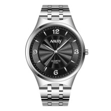 Nary Watches Mens Watches Quartz Wristwatch Mens Stainless Steel Watch Fashion Casual Men Watch-Black Silver
