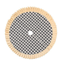 (Khaki Lace Black) 48 Inch Christmas Tree Skirt Linen Burlap Buffalo Plaid Edge Decoration For Merry Christmas Party