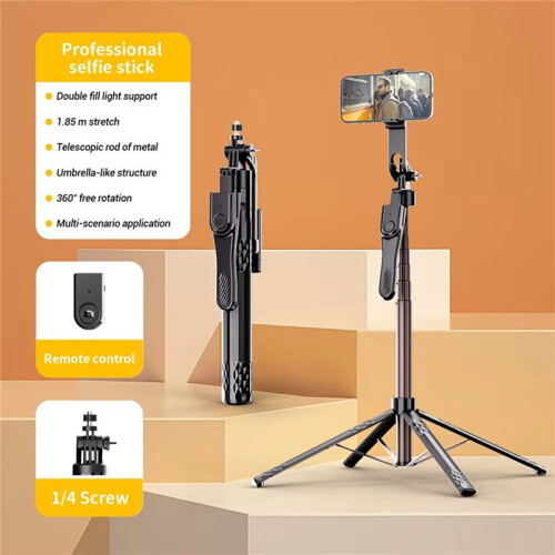1.85m Selfie Stick Tripod for  16 15 14 13 Pro Max Android Phone with Remote Control Panoramic   Holder 2