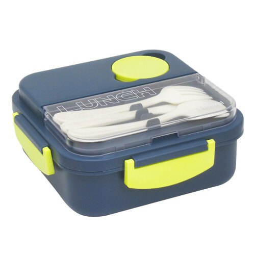 (Blue) Microwave Safe Plastic Lunch Box for Office & School