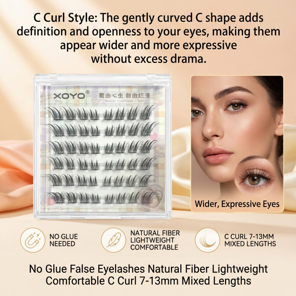 Dachuang Beauty (6 Row) Natural Fiber False Lashes, C Curl 7-13Mm