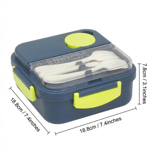 (Blue) Microwave Safe Plastic Lunch Box for Office & School 1