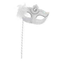 Halloween Lace Mask Handheld Masquerade Mask Performance Props Party Supplies White