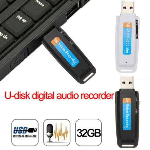 2X  U-Disk Digital Audio Recorder USB 3.0 Flash Drives Maximum Support 32GB Memory Card Black 2