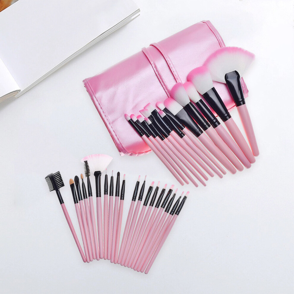 Zhouq-Outdoors (Pink) Makeup Brushes Set With Case - Foundation & Blush