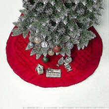 2 Pcs Christmas Double Plaid Velvet Christmas Tree Bottom Ornament Christmas Tree Skirt