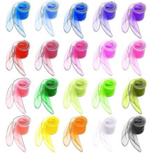 20 Multicolor Juggling Scarf Rhythm Scarf, Square Silk Organza Scarf Baby Sensory Scarf