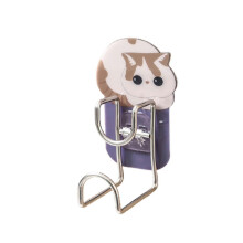 (White) Wash Basin Hook Multifunctional Adhesive Hooks Cute Cartoon Cat Punch-free Organizer For Bathroom Kitchen New