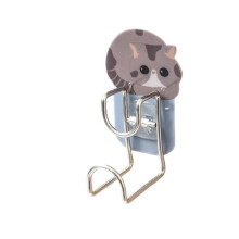 (Gray) Wash Basin Hook Multifunctional Adhesive Hooks Cute Cartoon Cat Punch-free Organizer For Bathroom Kitchen New