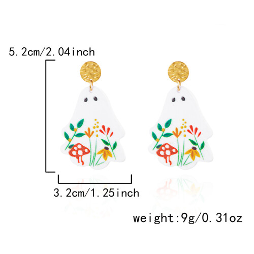 (White, #1) Ghost Flower Drop Earrings - Birthday Gift