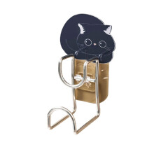 (Black) Wash Basin Hook Multifunctional Adhesive Hooks Cute Cartoon Cat Punch-free Organizer For Bathroom Kitchen New