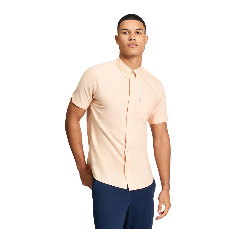 Ben Sherman (Xxl, Orange) Mens Signature Oxford Short-Sleeved Shirt