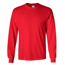 (3XL, Red) Gildan Mens Plain Crew Neck Ultra Cotton Long Sleeve T-Shirt