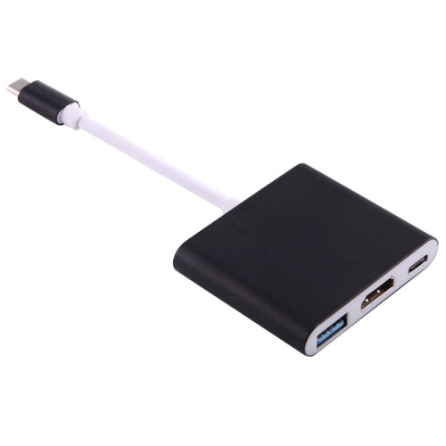 USB-C til HDMI - USB-A - USB-C Adapter - Sort