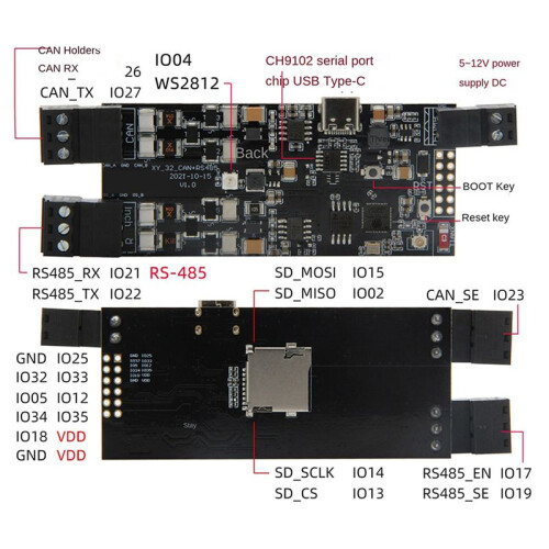 2X T-CAN485 ESP32 CAN -485 Stöder TF-Kort WIFI  Trådlös IOT Engineer Control Module Development Board