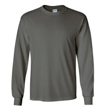 (3XL, Charcoal) Gildan Mens Plain Crew Neck Ultra Cotton Long Sleeve T-Shirt