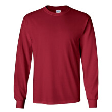 (3XL, Cardinal) Gildan Mens Plain Crew Neck Ultra Cotton Long Sleeve T-Shirt