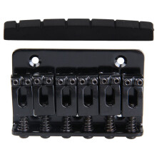 2 Pcs Guitar Accessories: 1 Pcs Saddle Hardtail Bridge (Black) & 1 Pcs Upper Nut Flat Bottom PT-5042-00 42 X 3 X 5.5mm