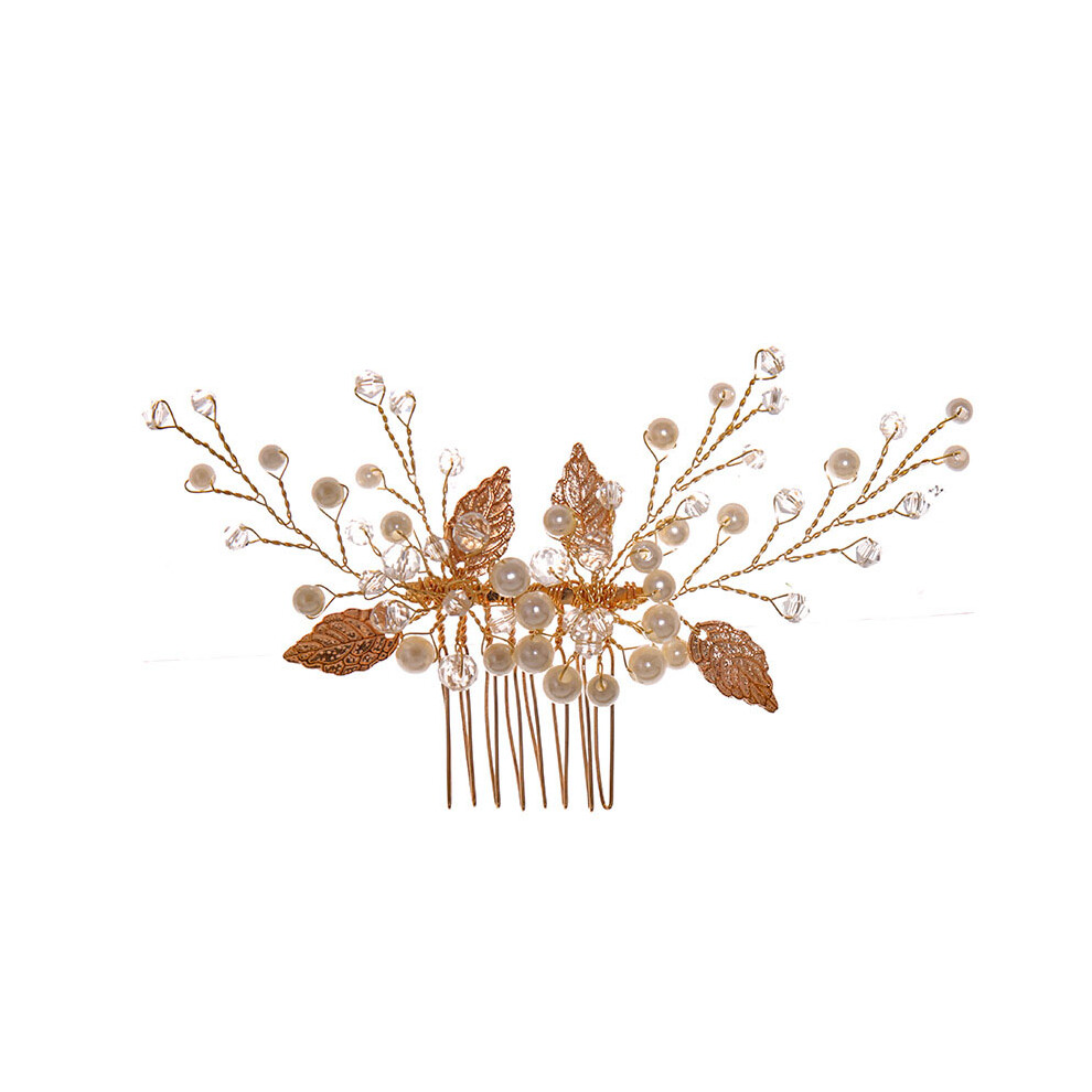 Roc-Electron Pearl Hair Comb For Women, Luxe Alloy Side Hairpiece
