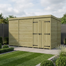 13 x 9 Pent Shed Tanalised (Double Door, No Windows)