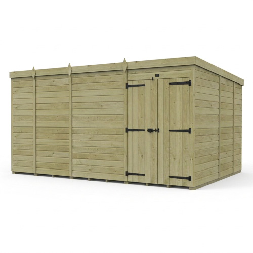 13 x 9 Pent Shed Tanalised (Double Door, No Windows) 1