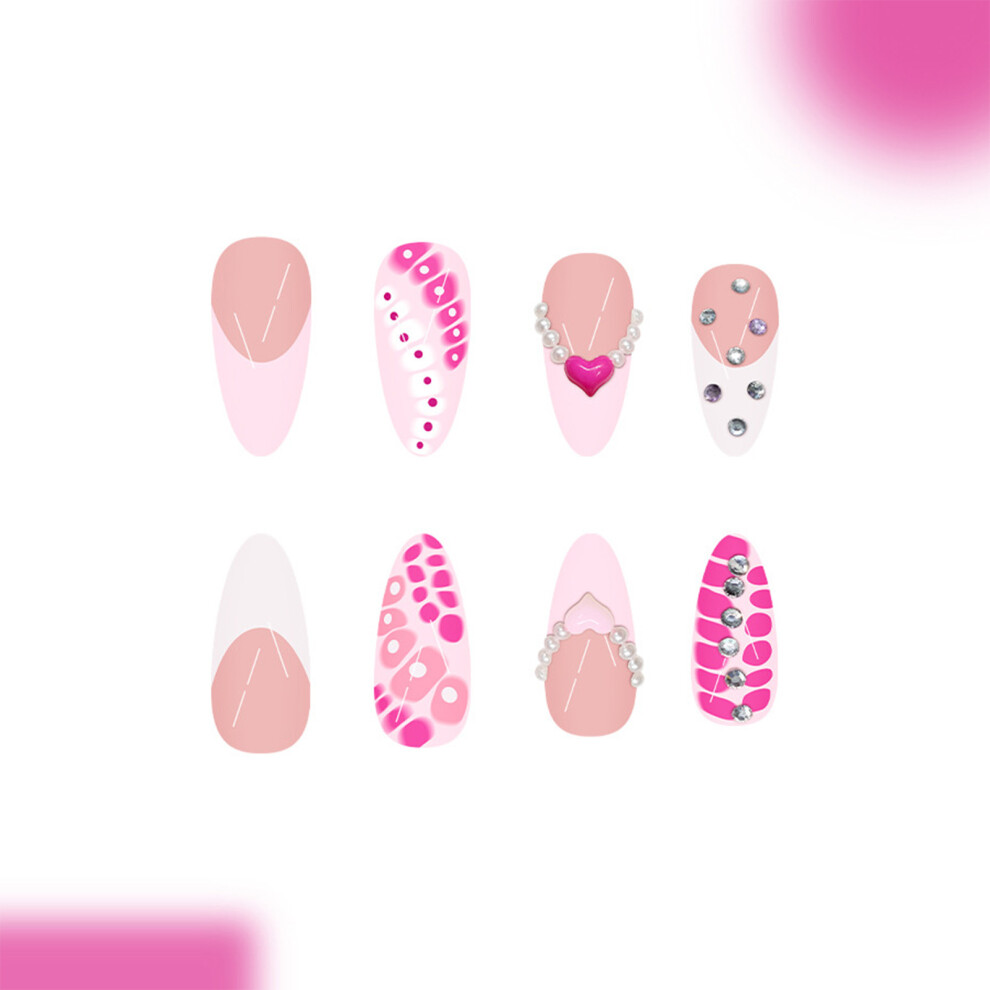 Dcph-Clothing Rhinestone Almond Fake Nails For Manicure Beginners