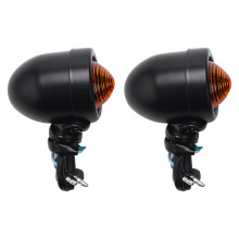 1 Pair Motorcycle Black-Bullet Turn Signals Indicator Light For Chopper Cafe Racer Amber