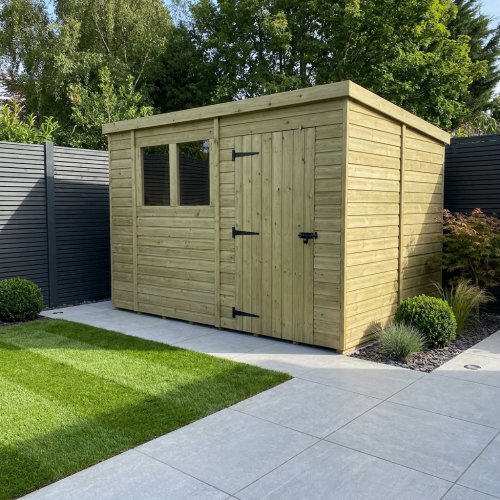 13 x 9 Pent Shed Tanalised (Single Door, With Windows)