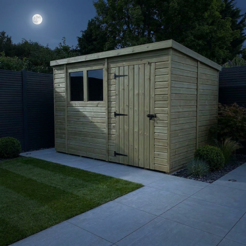13 x 9 Pent Shed Tanalised (Single Door, With Windows) 2