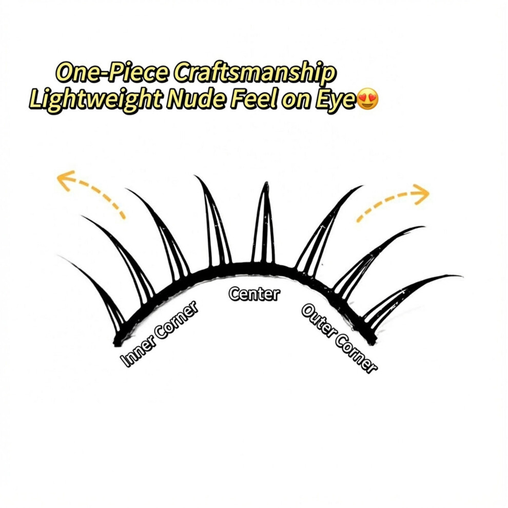 Zhouq-Outdoors False Eyelashes Set, Hard Stem, Wet Black Fiber, Natural Volume