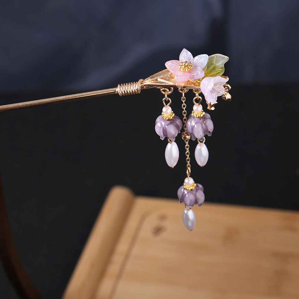 Roc-Electron Vintage Chinese Hairpin With Bellflowers For Hanfu