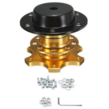Universal Steering Wheel Quick Release Hub Adapter Snap Off Boss Kit - 6 Hole Racing Adapter Car Accessories, Gold