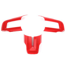 Steering Wheel Decoration Cover Trim Stickers Interior Accessories for Mustang 2015-2020 , ABS Red