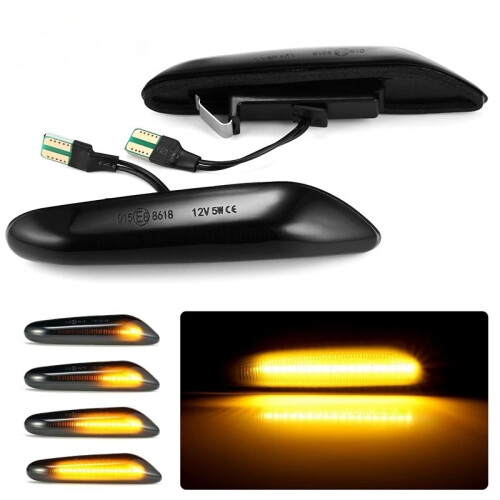 2PCS Smoke Lens Dynamic Flowing LED Turn Signal Side  Lights Blinker Lamp for- E46 E90 E91 E92 E93 E60 2
