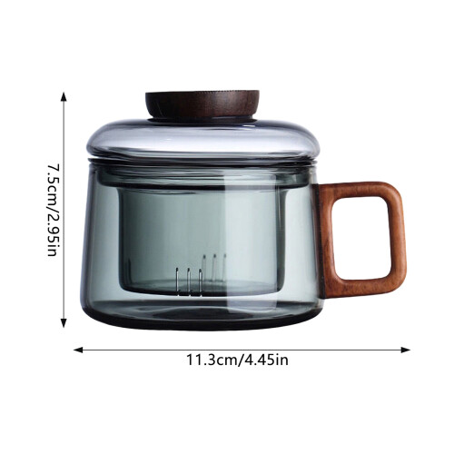 (Smoky Gray) Elegant Glass Tea Cup with Filter, Easy Clean 2