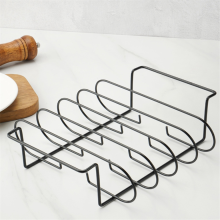 Antihaftbeschichteter Rippchenhalter zum Grillen, Grillroste, schwarz