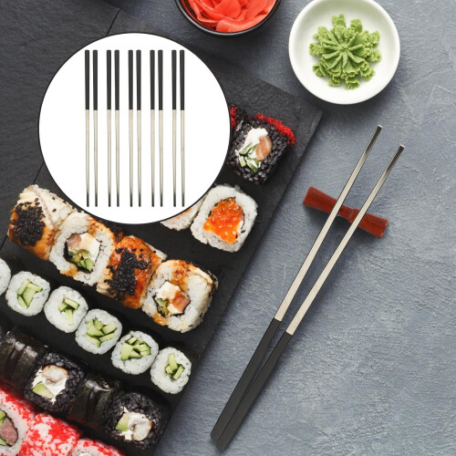 5 ζεύγη σετ chopsticks από ανοξείδωτο ατσάλι, φορητά ελαφριά μεταλλικά chopsticks