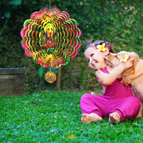 Windspiel für den Außenbereich, einfarbig, Windspiel mit Hunde-Mandala 2