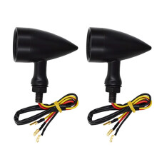1Pair Retro Motorcycle Turn Signal Light LED Brake Light Blinkers Flashers for Cafe Racer Black