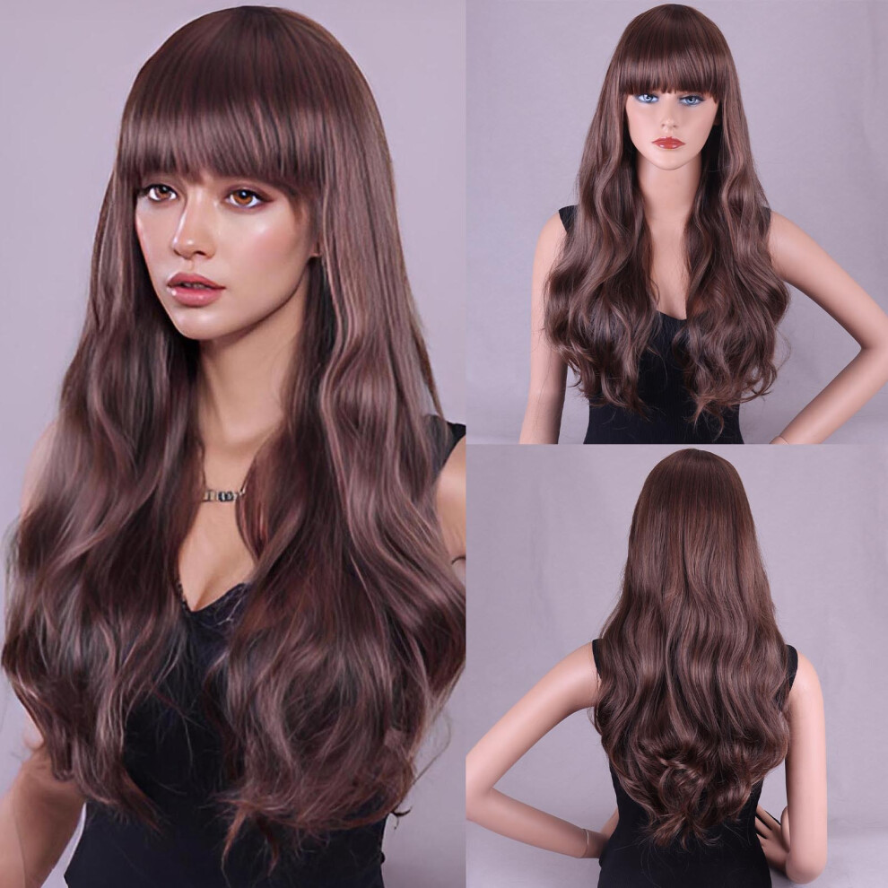 Phui-Pet-Supplies 26\" Curly Wig With Bangs, Natural Look, Breathable