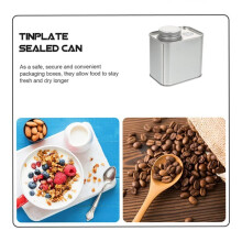 Airtight Coffee Bean Canister Square Tin Storage Container Lid Food Grade Metal for Coffee and Tea Storage Organizer