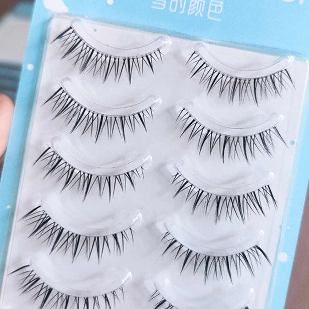 Zhouq-Outdoors Natural False Eyelashes For Women - Transparent Stem
