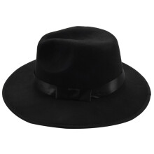 Unisex-Hüte für Damen und Herren, Panama, Fedora, Trilby, gerade, breite Krempe, aus hartem Filz, schwarz