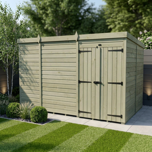 16 x 7 Pent Shed Tanalised (Double Door, No Windows)